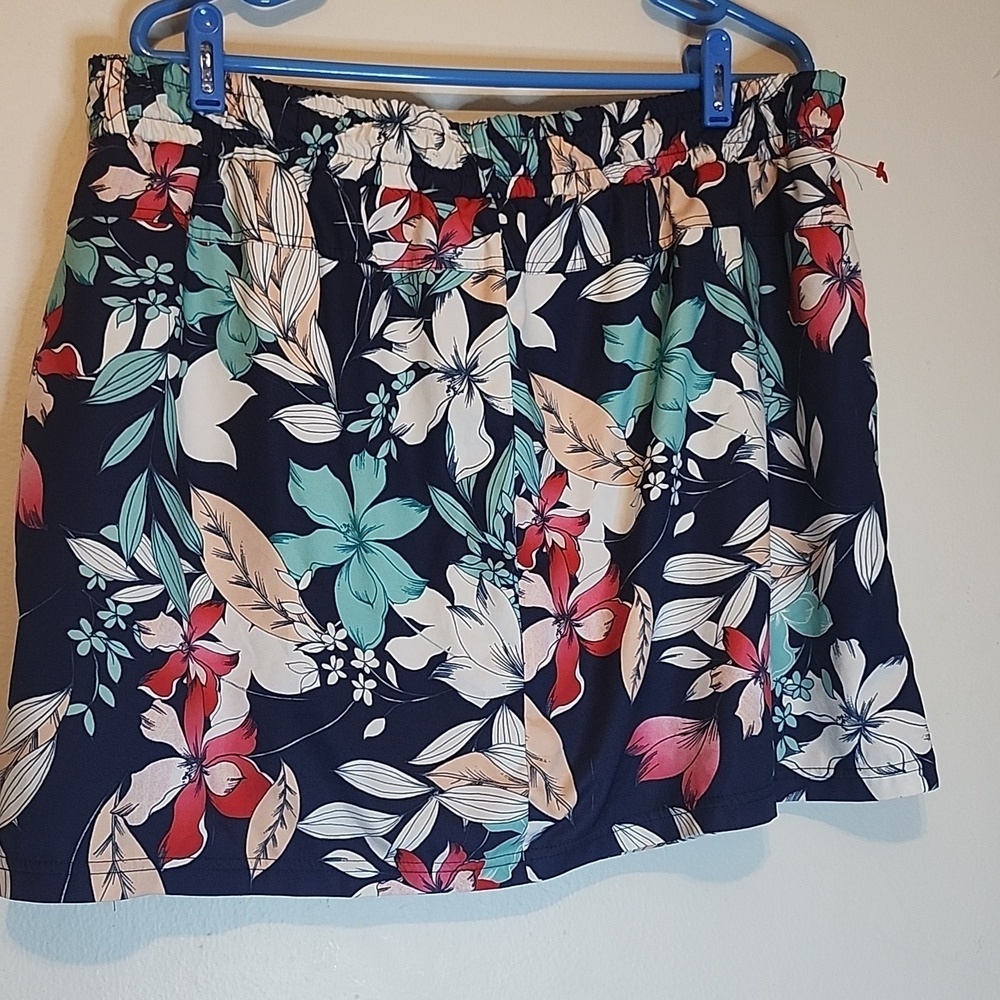 St. John's Bay Floral Print Mini Skirt - Navy and Pink - Picture 6 of 7